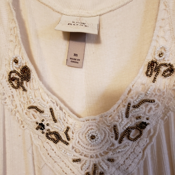 KNOX ROSE MED IVORY BEADED BOHO TANK - Picture 3 of 4